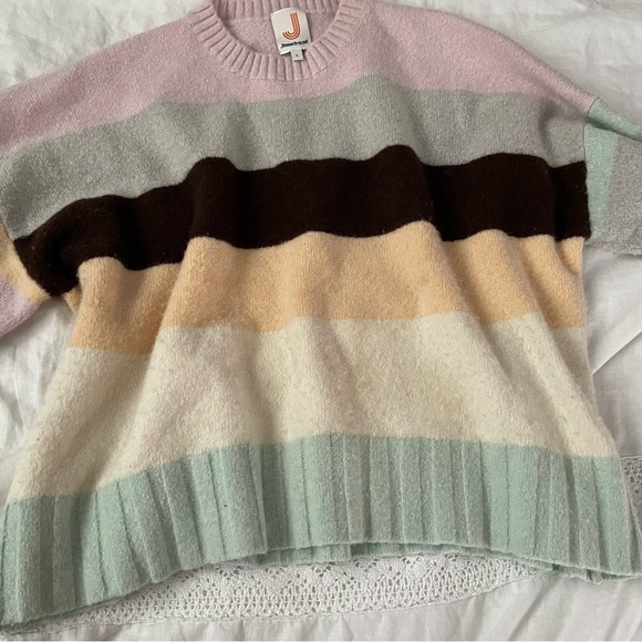 Joostricot LARGE stripes Wool Cashmere Crewneck sweater cropped warm dolman - Picture 4 of 7